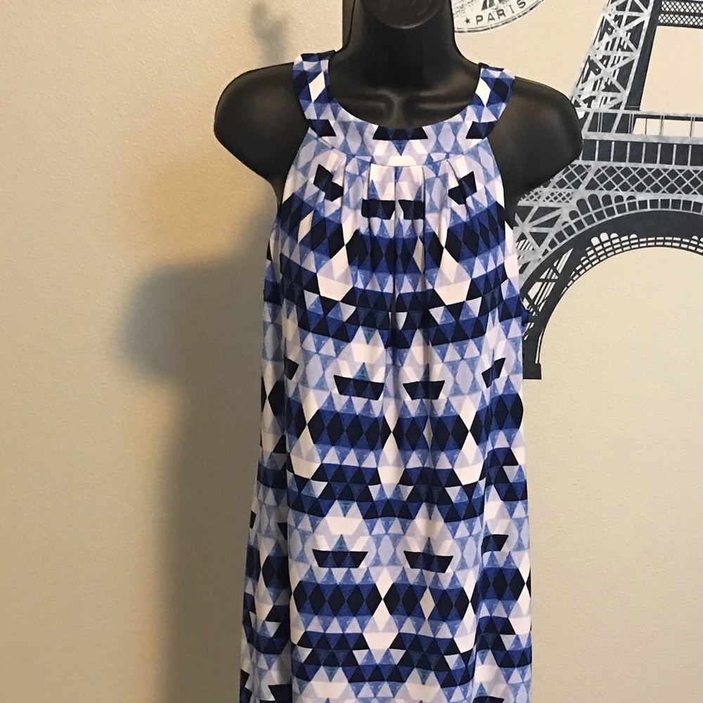 VINCE CAMUTO - HALTER SHIFT DRESS  BLUE MULTI  - SIZE 14 NWT - Picture 5 of 15